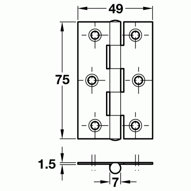 Pair Of Zinc Plated Door Hinges 75mm X 49mm 3293